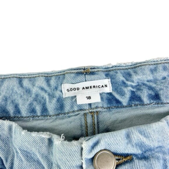 Good American Good Boy High Rise Distressed Jeans in Light Wash - Picture 3 of 5